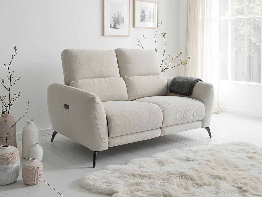Solar Electric Recliner Beige 2 Seater