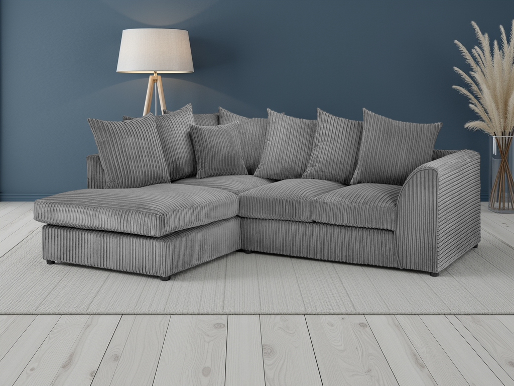Leaf Jumbo Sofa Grey Left Hand Facing Corner