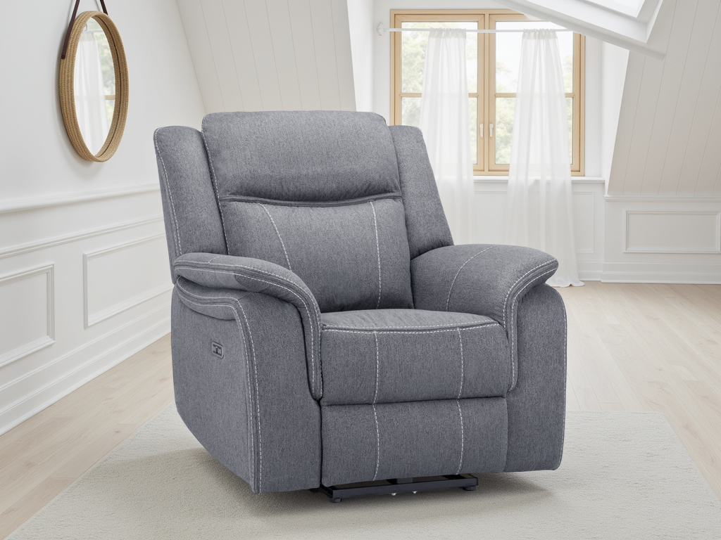 Jungle Electric Recliner Armchair Grey Fabric