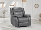 Jungle Electric Recliner Armchair Grey Leather - Sofa Sloth