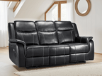 Jungle Electric Recliner 3 Seater Black Leather - Sofa Sloth