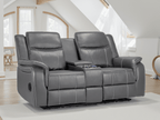 Jungle Electric Recliner 2 Seater Grey Leather - Sofa Sloth
