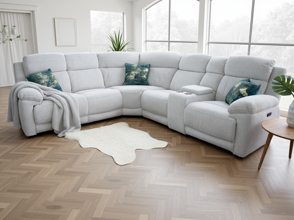 Savanna Electric Recliner Sofa Beige Large Corner