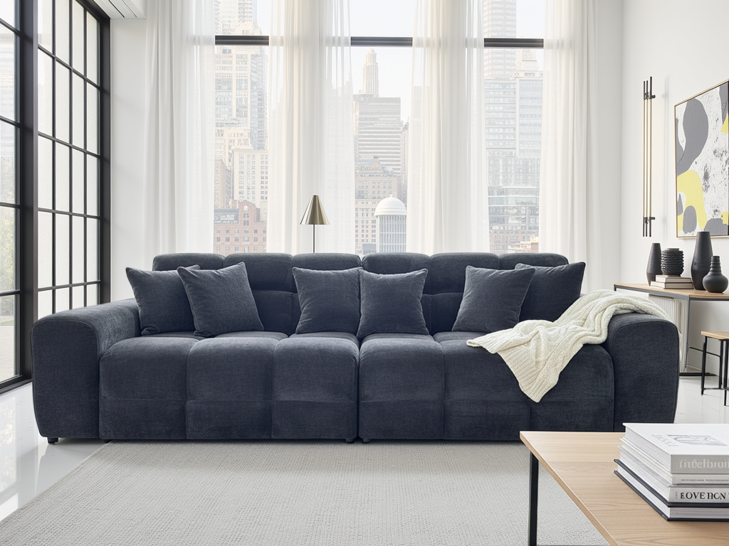 Lunar Sofa Black 4 Seater