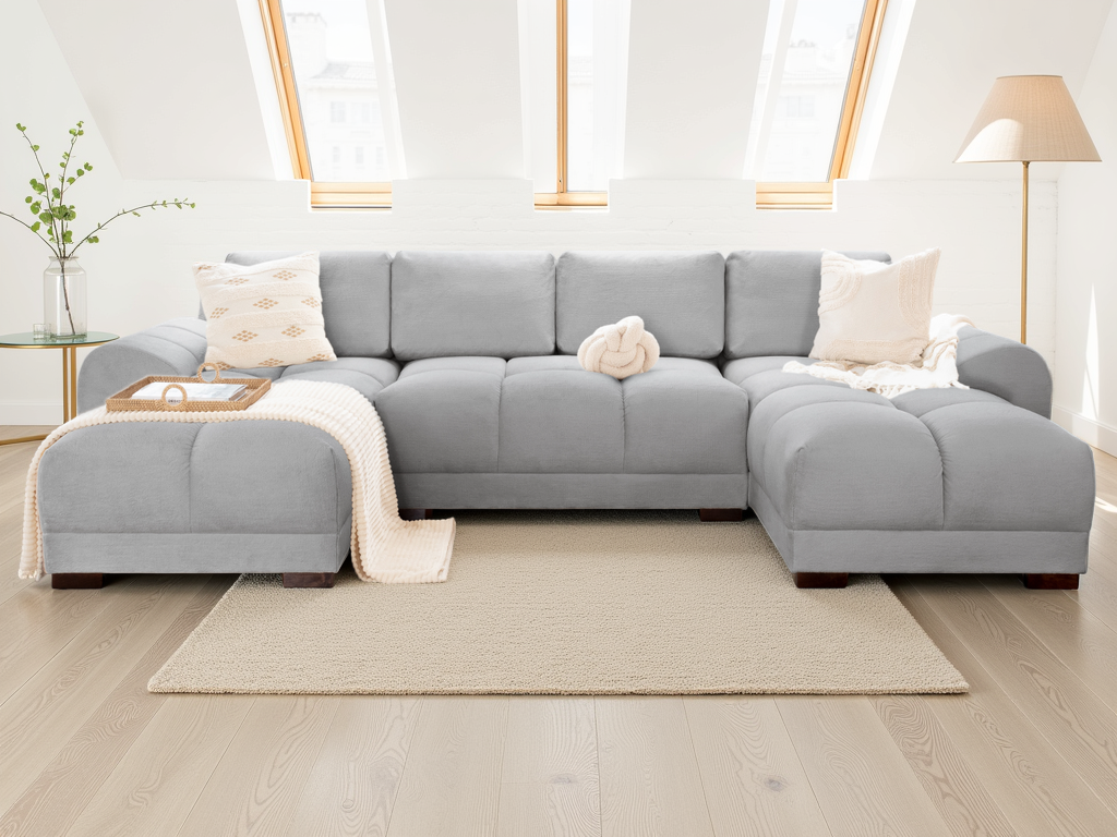 Cloud Sofa Grey U Shape Corner