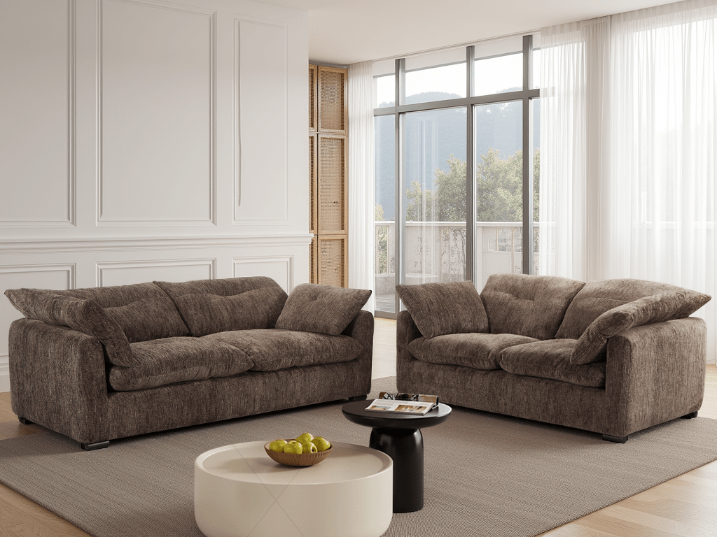 Shell Sofa Brown 3+2 Set - Sofa Sloth