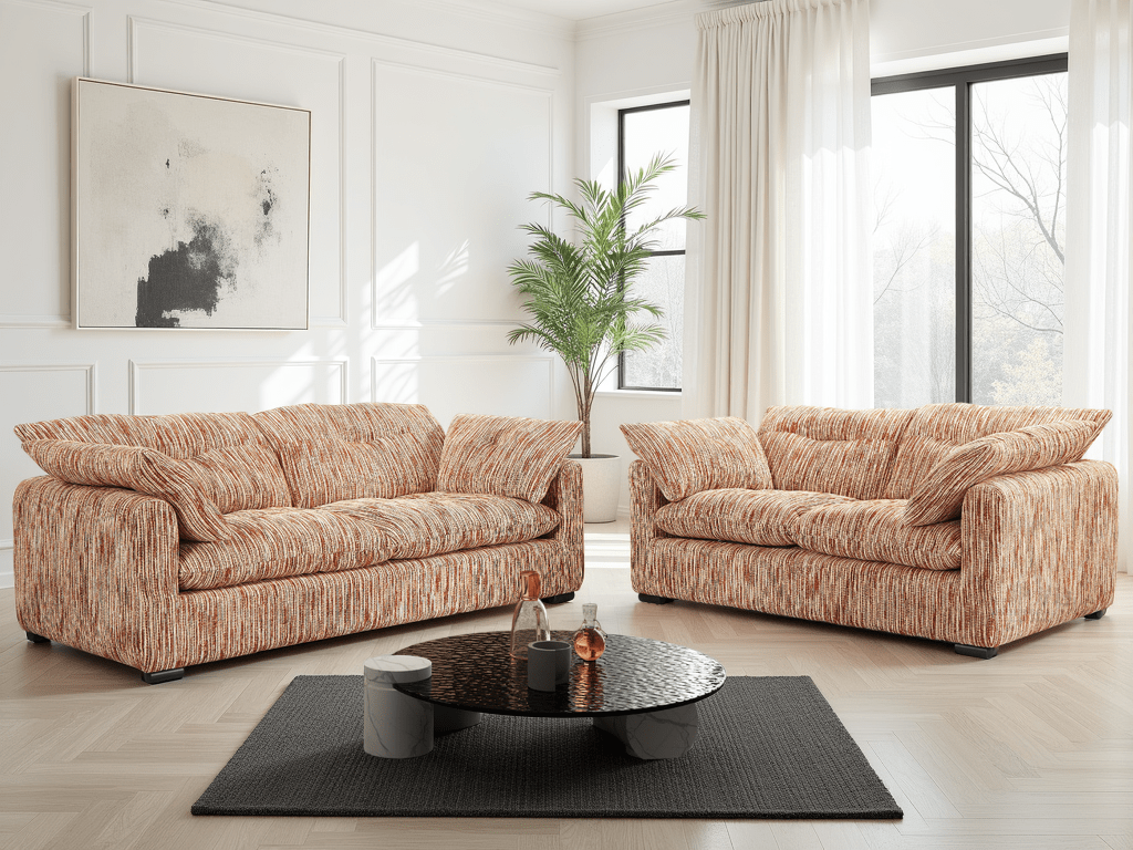 Shell Sofa Rust/Beige 3+2 Set - Sofa Sloth