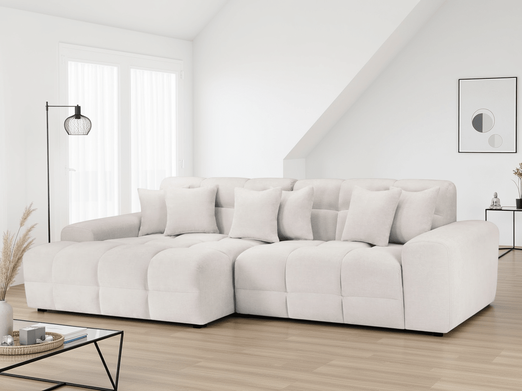 Lunar Sofa Beige Left Hand Facing Corner - Sofa Sloth