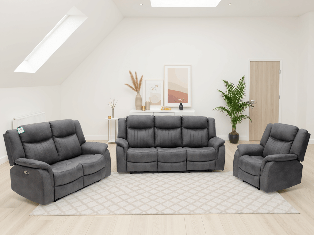 Mellow Electric Recliner Sofa Grey 3+2+1 Set - Sofa Sloth