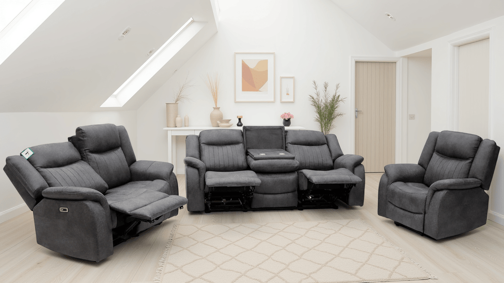 Mellow Electric Recliner Sofa Grey 3+2+1 Set - Sofa Sloth