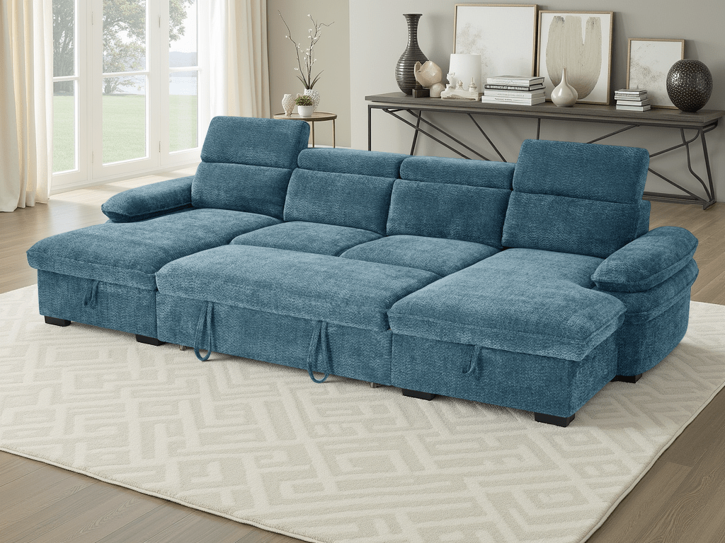 Huddle Sofabed Blue U Shape Corner - Sofa Sloth
