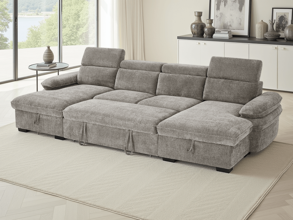 Huddle Sofabed Grey U Shape Corner - Sofa Sloth