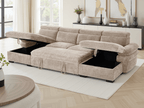 Huddle Sofabed Beige U Shape Corner - Sofa Sloth
