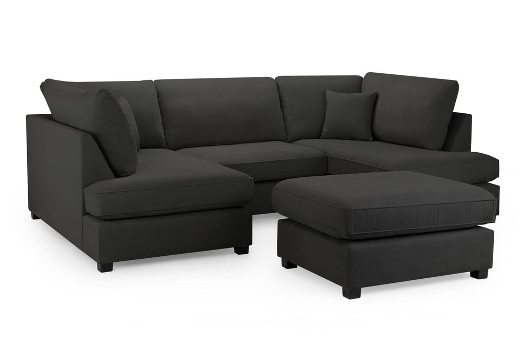 Eden Classic Sofa Black U Shape Corner