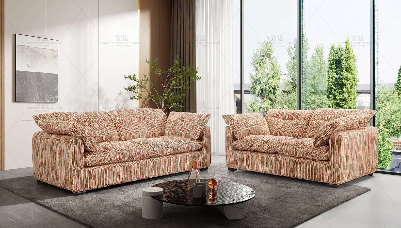 Shell Sofa Rust/Beige 3+2 Set - Sofa Sloth