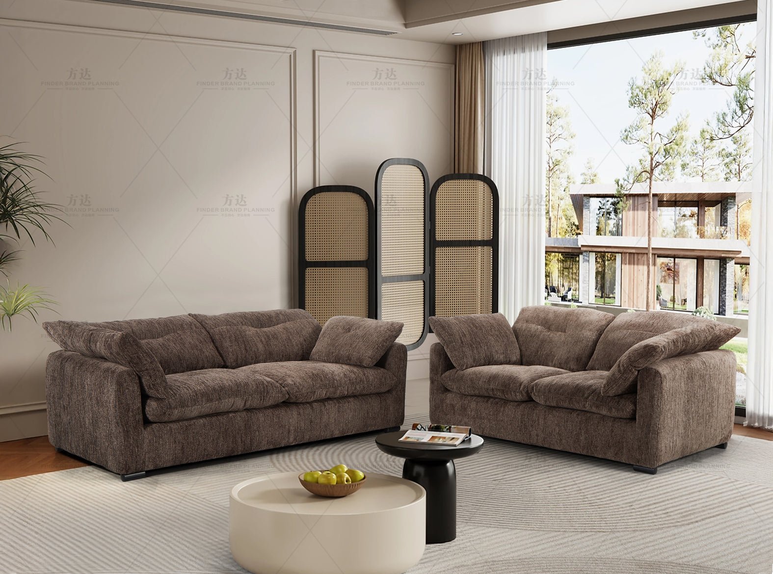 Shell Sofa Brown 3+2 Set - Sofa Sloth