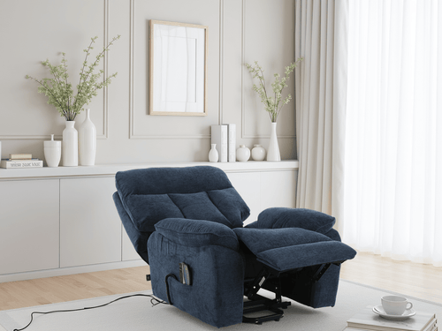 Glide Rise and Recline Massage Chair Blue - Sofa Sloth