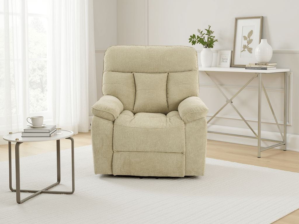 Glide Rise and Recline Massage Chair Beige - Sofa Sloth