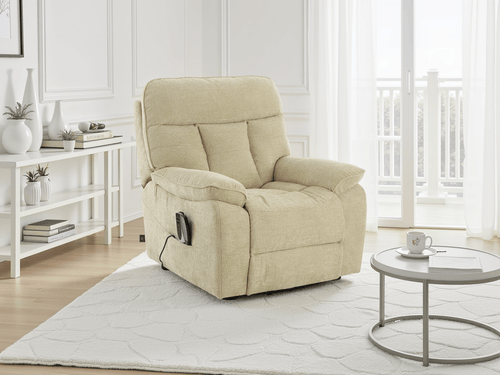 Glide Rise and Recline Massage Chair Beige - Sofa Sloth