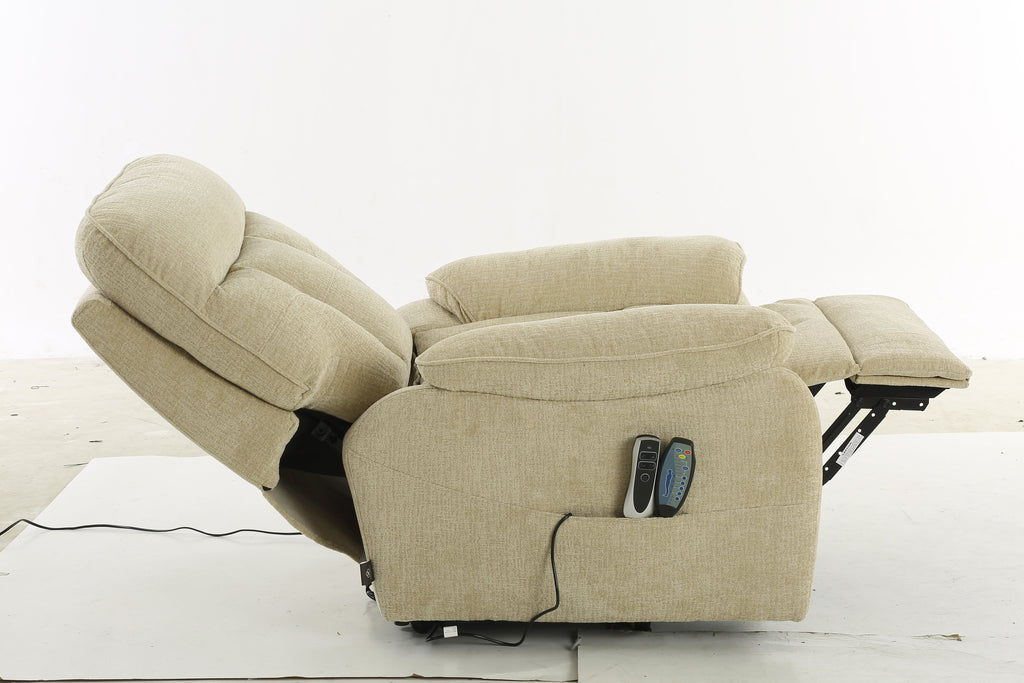 Glide Rise and Recline Massage Chair Beige - Sofa Sloth