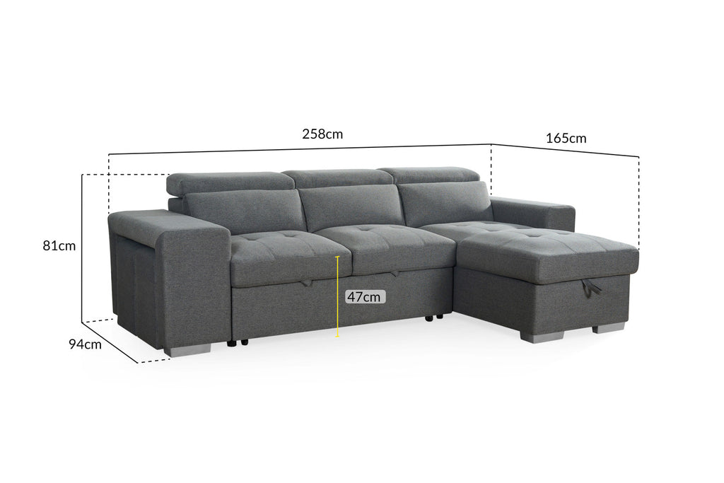 Breeze Sofabed Grey Universal Corner