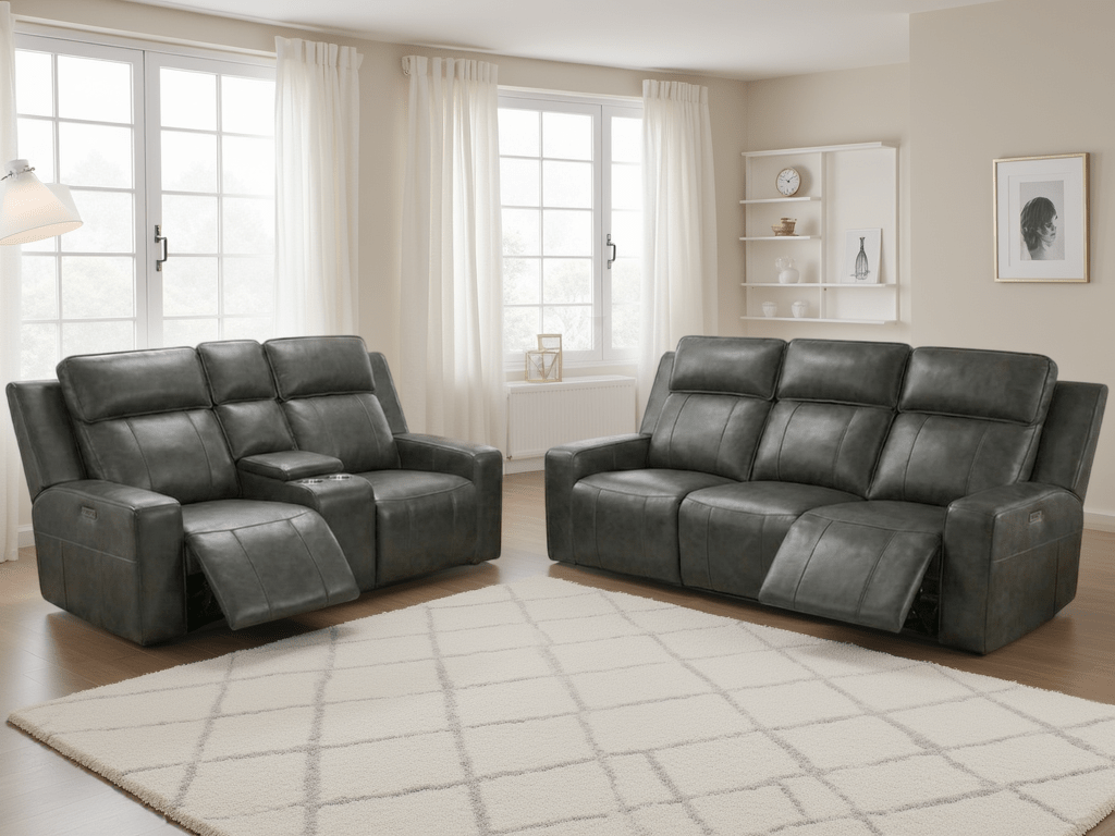 Coco Electric Recliner Sofa Grey 3+2 Set - Sofa Sloth