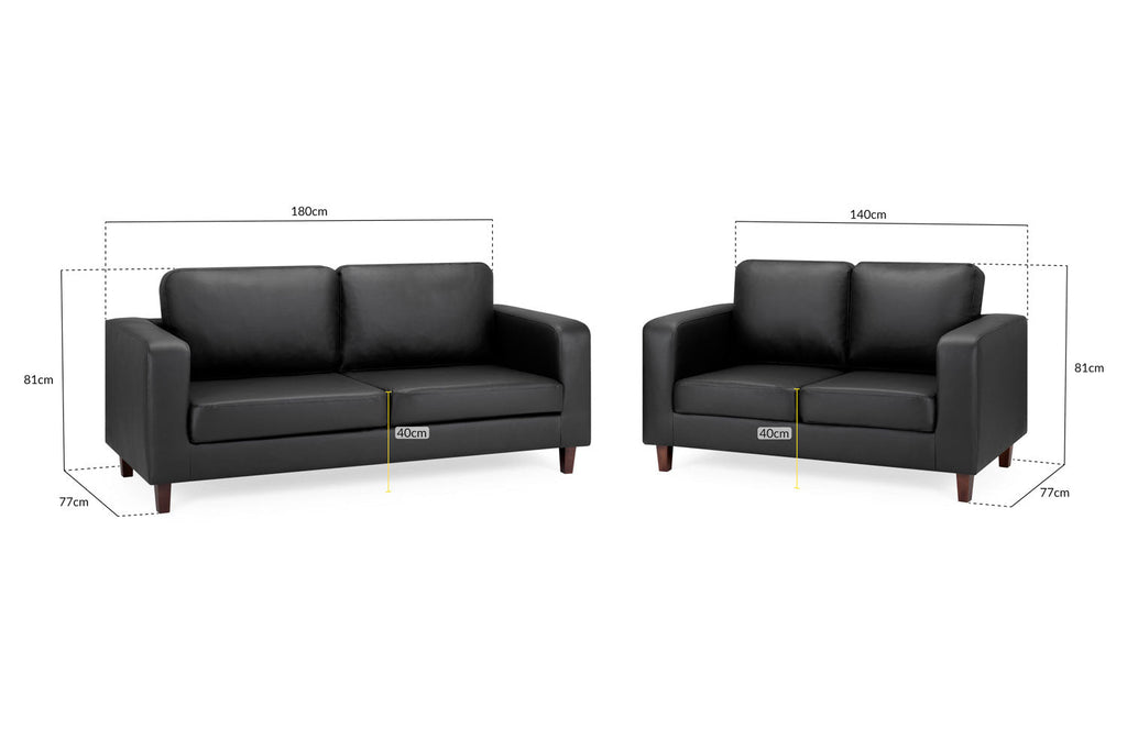 Drift Sofa Black 3+2 Set - Sofa Sloth
