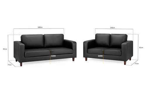 Drift Sofa Black 3+2 Set - Sofa Sloth
