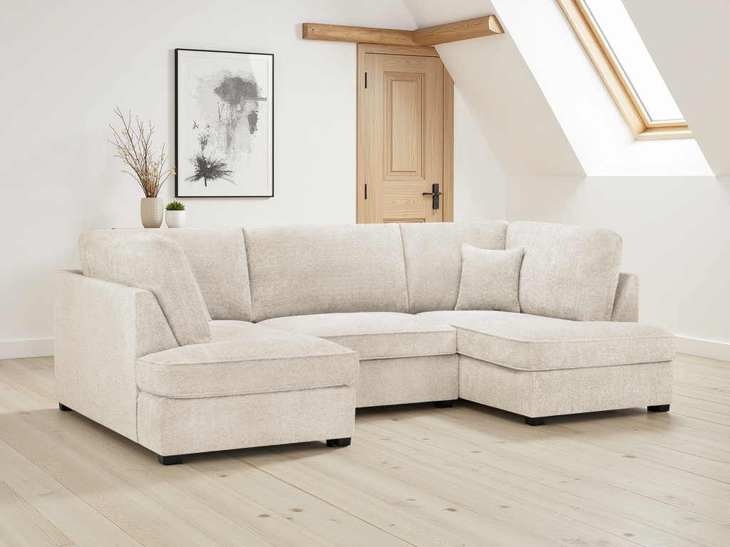 Eden Sofa Boucle Beige U Shape Corner