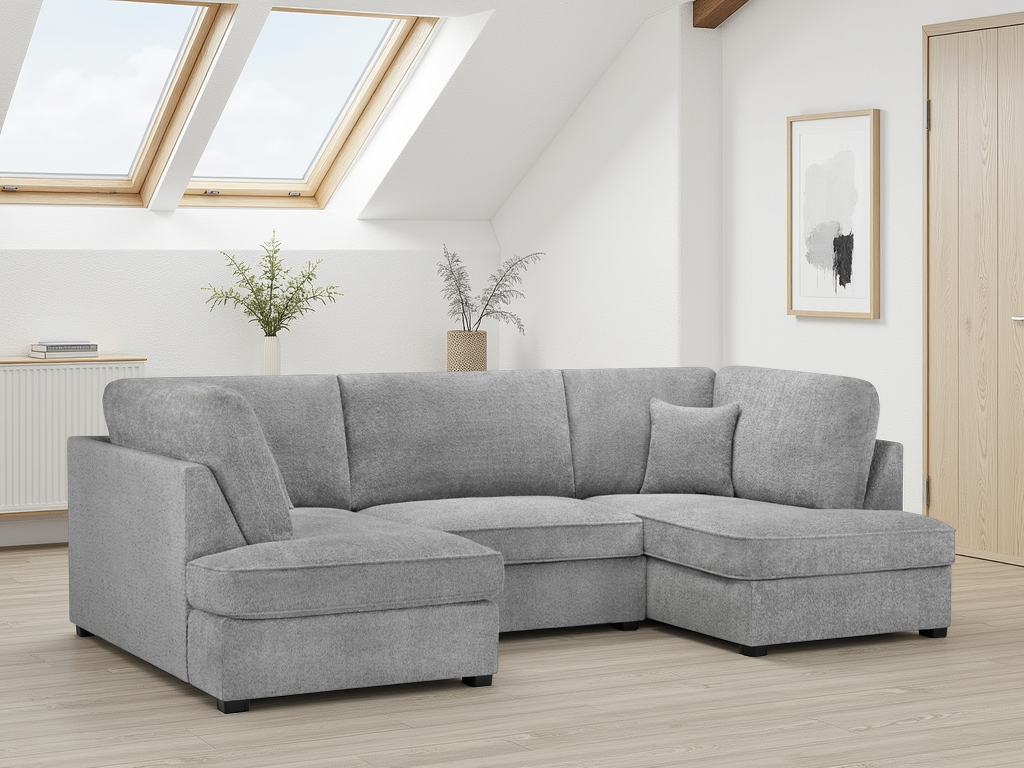 Eden Sofa Boucle Grey U Shape Corner