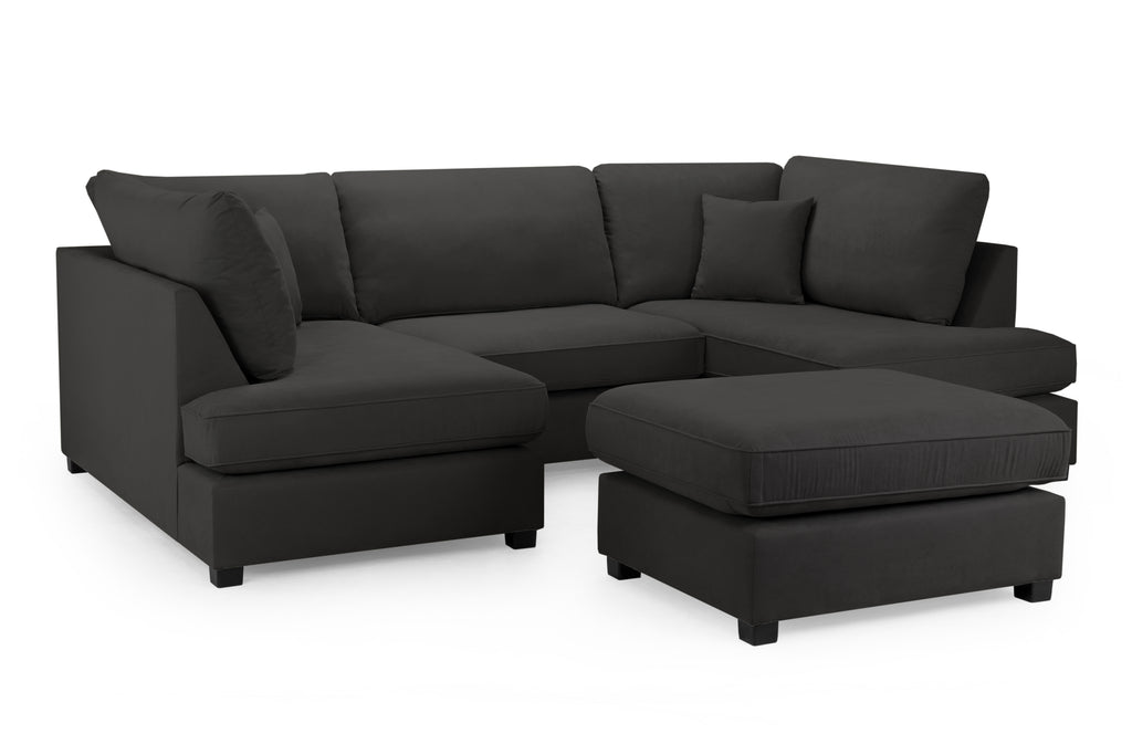 Eden Classic Sofa Black U Shape Corner