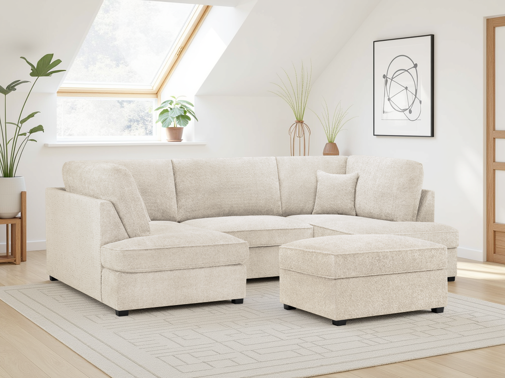 Eden Sofa Boucle Beige U Shape Corner