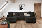 Eden Classic Sofa Black U Shape Corner