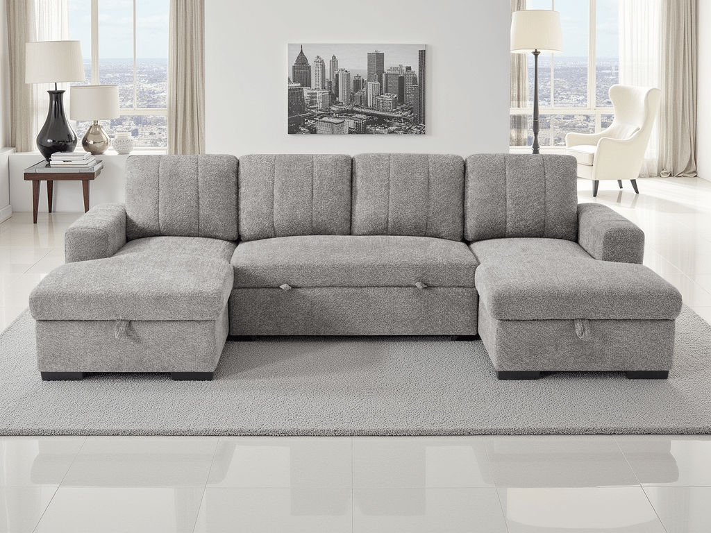 Float Sofabed Grey U Shape Corner - Sofa Sloth