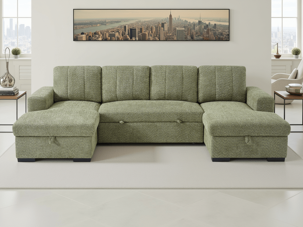 Float Sofabed Green U Shape Corner - Sofa Sloth