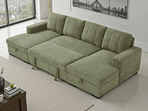 Float Sofabed Green U Shape Corner - Sofa Sloth