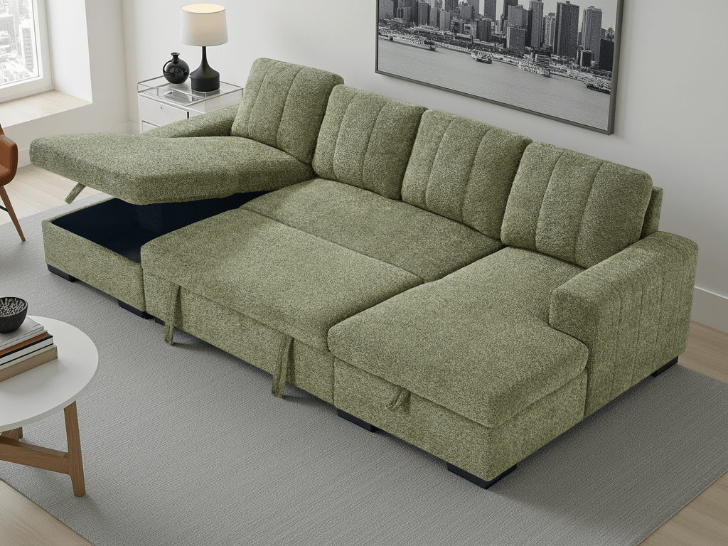 Float Sofabed Green U Shape Corner - Sofa Sloth