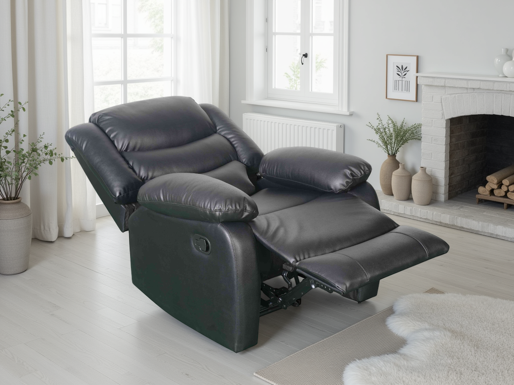 Floresta Manual Recliner Sofa Black Armchair