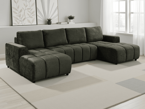 Essence Luxury Green U Shape Corner Sofabed - Sofa Sloth