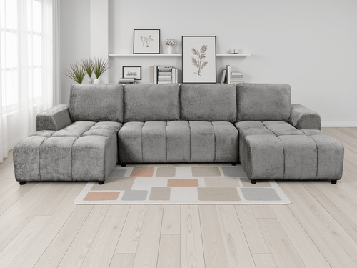 Essence Luxury Grey U Shape Corner Sofabed - Sofa Sloth