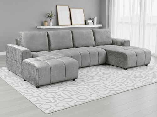 Essence Luxury Grey U Shape Corner Sofabed - Sofa Sloth