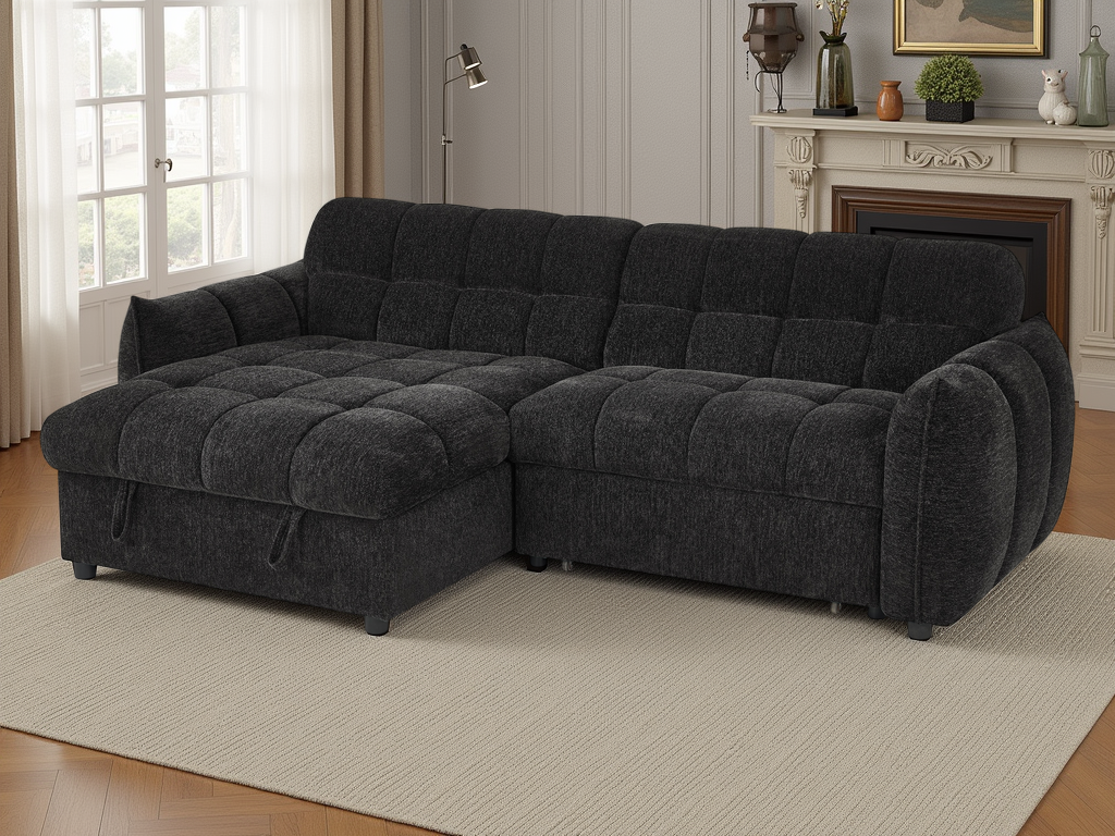 Florid Sofabed Black Universal Corner
