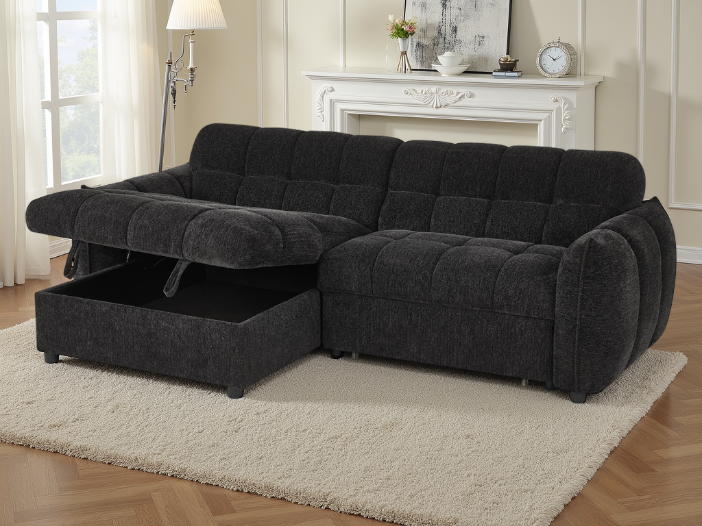 Florid Sofabed Black Universal Corner