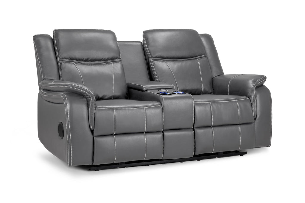 Jungle Electric Recliner 2 Seater Grey Leather - Sofa Sloth