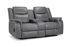 Jungle Electric Recliner 2 Seater Grey Leather - Sofa Sloth