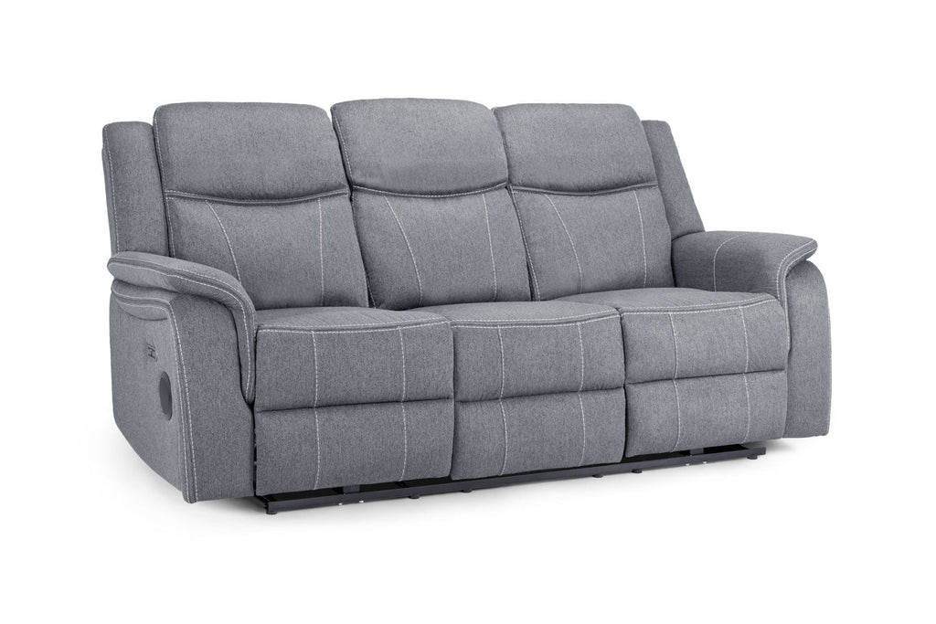 Jungle Electric Recliner 3 Seater Grey Fabric