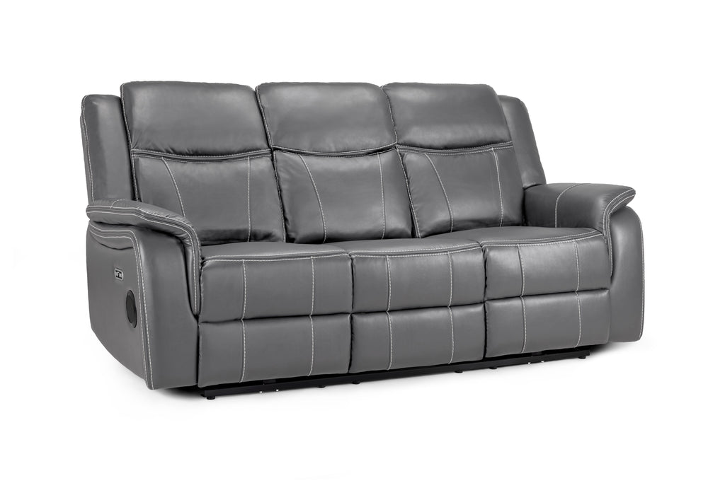 Jungle Electric Recliner 3 Seater Grey Leather