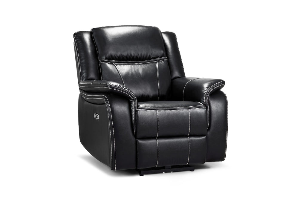 Jungle Electric Recliner Armchair Black Leather - Sofa Sloth