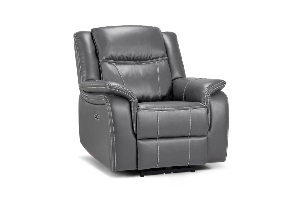 Jungle Electric Recliner Armchair Grey Leather - Sofa Sloth