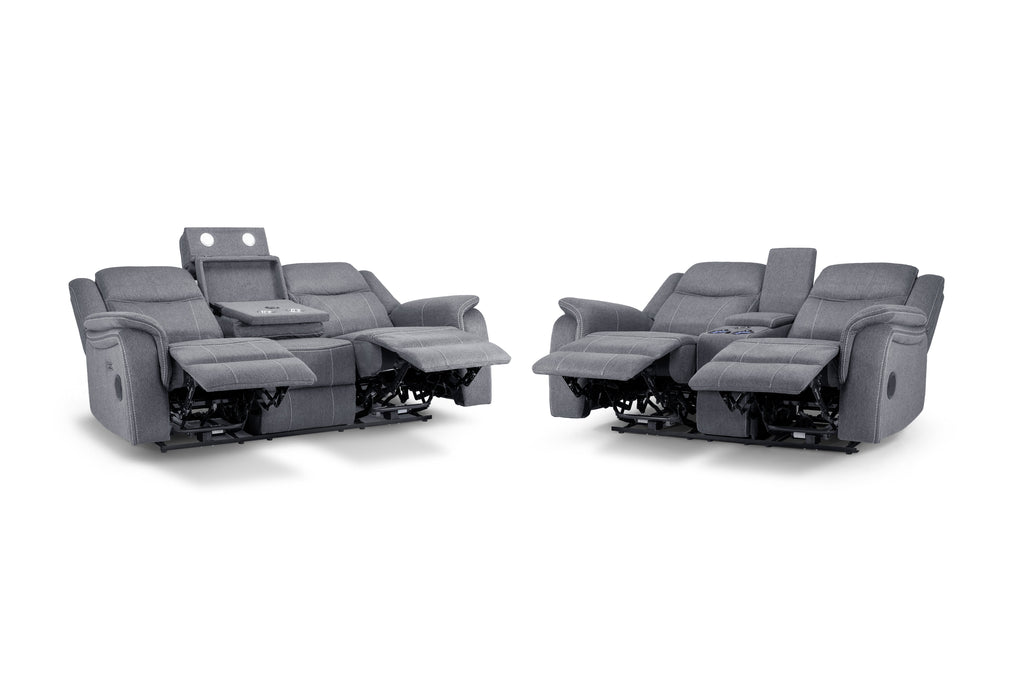 Jungle Electric Recliner Sofa Grey Fabric 3+2 Set - Sofa Sloth